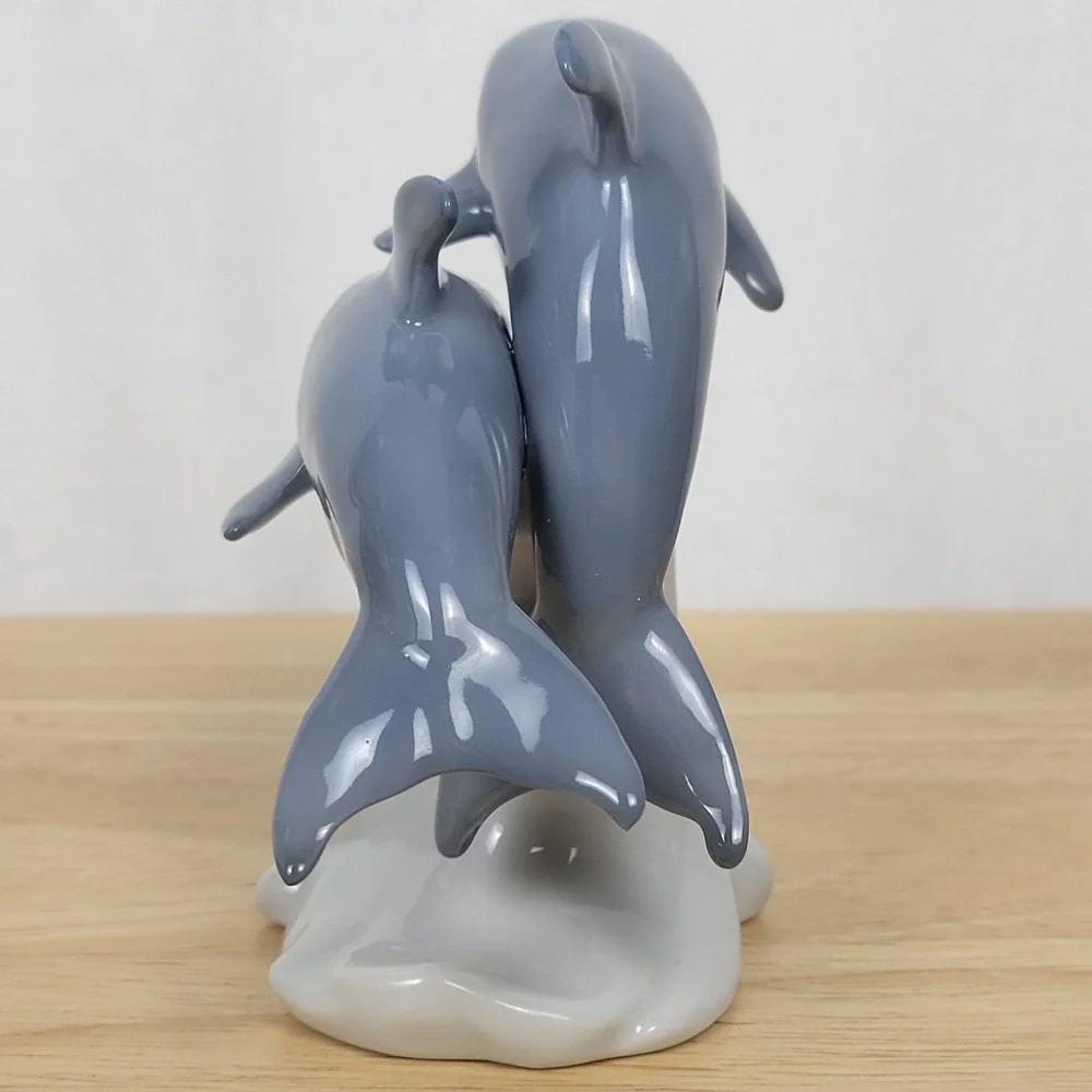 VTG Otagiri‎ Japan Porcelain Double Dolphin Figurine 4